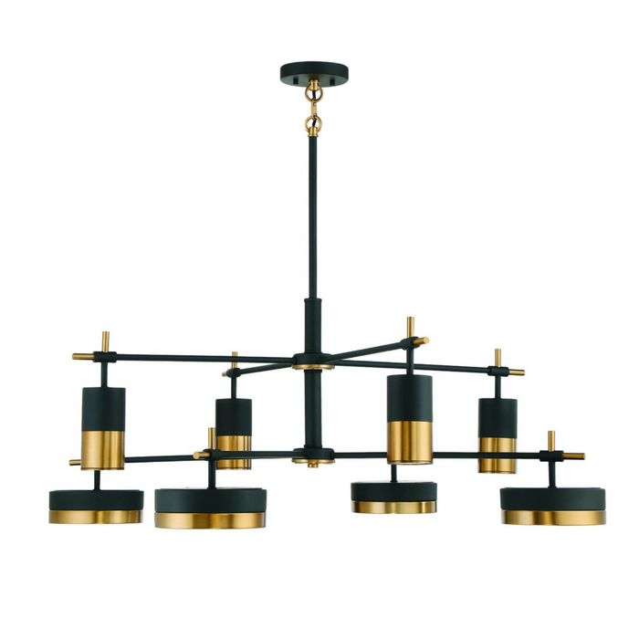 Savoy House Ashor 8-Light LED Chandelier in Matte Black with Warm Brass Accents