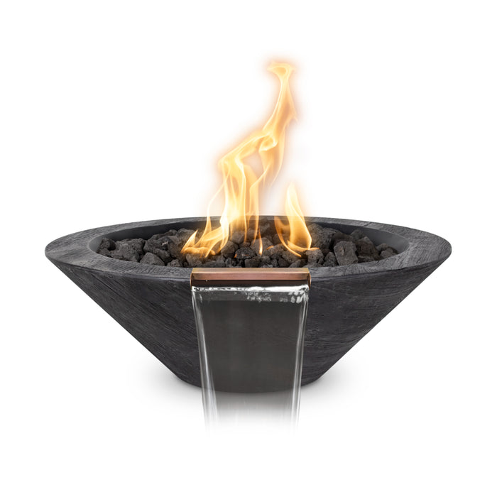 The Outdoor Plus Cazo 32" Round Wood Grain Concrete Fire & Water Bowl