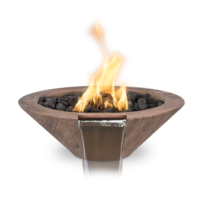 The Outdoor Plus Cazo 24" Round Wood Grain Concrete Fire & Water Bowl
