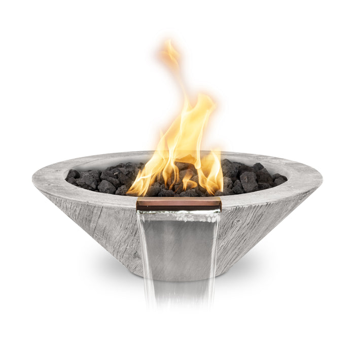 The Outdoor Plus Cazo 24" Round Wood Grain Concrete Fire & Water Bowl