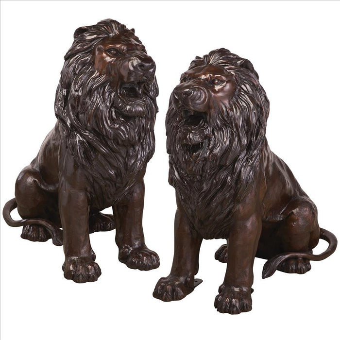 Design Toscano Sentinel Lion Cast Bronze Garden Statue: Set of Two