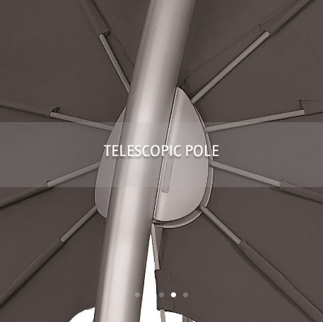 FiberBuilt Umbrellas Euro Bali Aluminum Platinum 10ft Telescopic Lift Umbrella