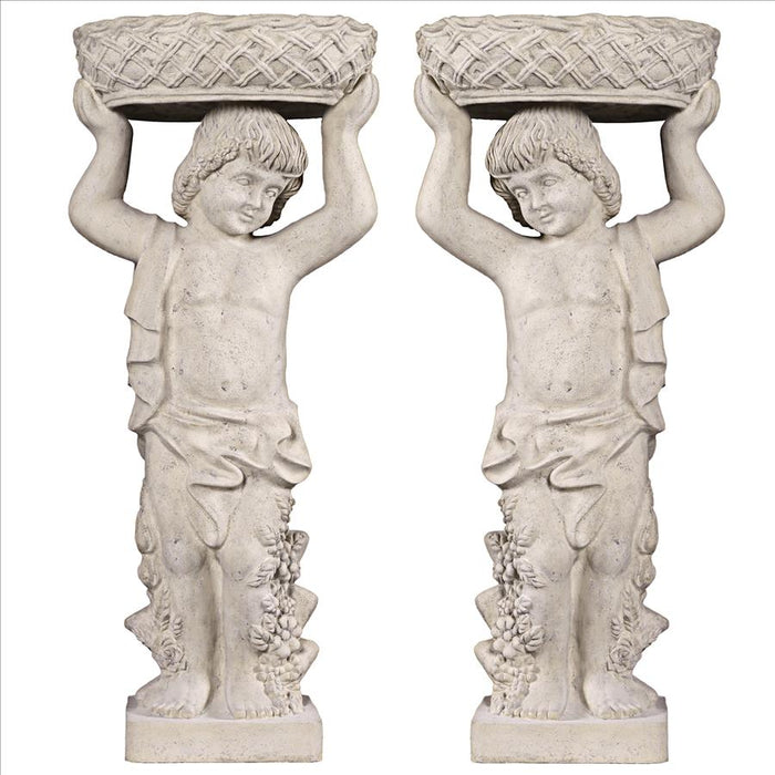 Design Toscano Young Bacchus with Basket Planters Garden Statues: Set of Two