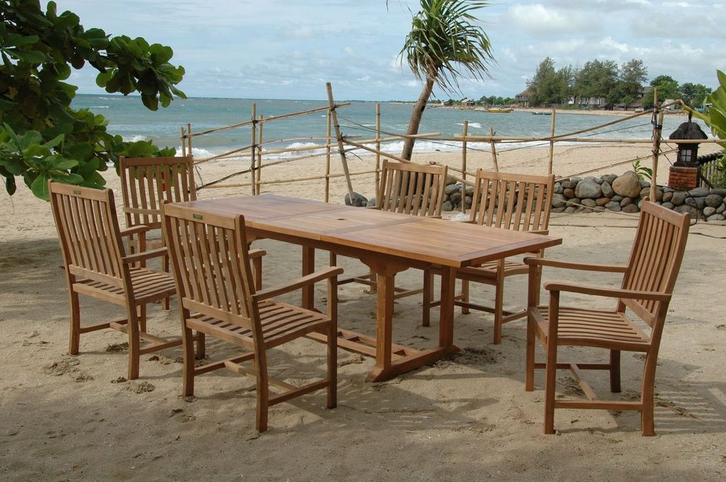Anderson Teak Bahama Wilshire Armchair 7-Pieces Extension Dining Set