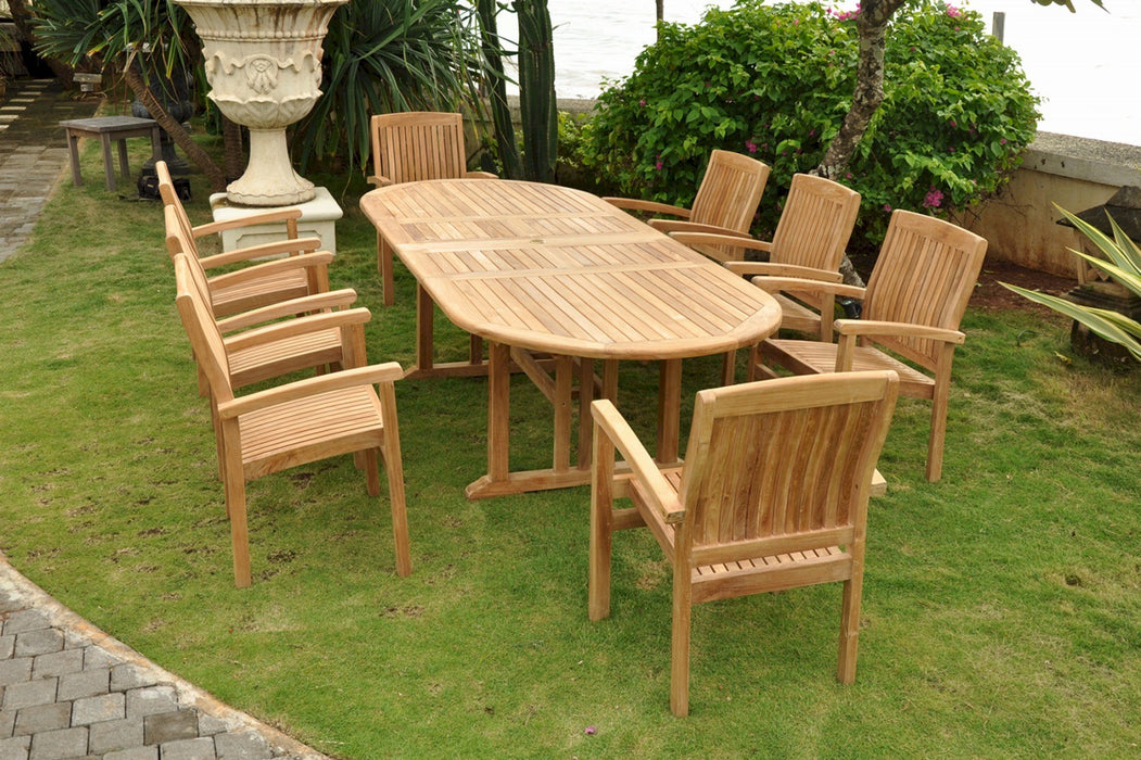 Anderson Teak Sahara Stackable 9-Pieces Oval Dining Set