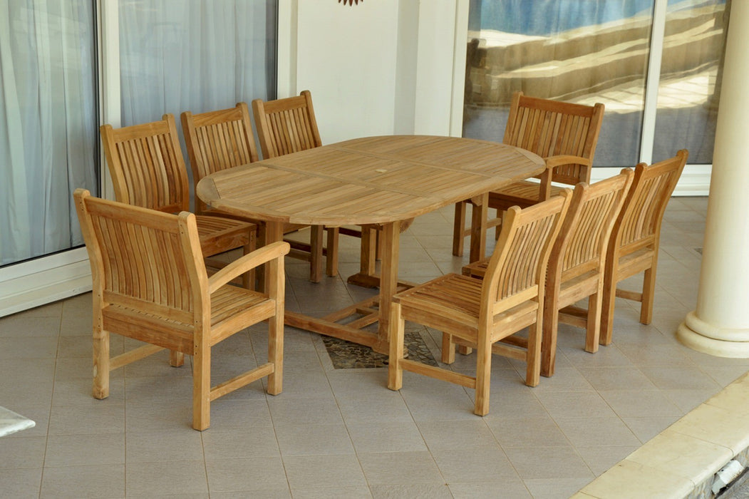 Anderson Teak Bahama Sahara Side Chair 7-Pieces 87" Oval Dining Set