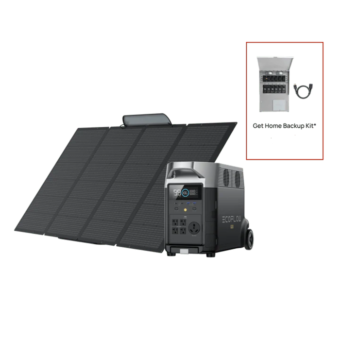 EcoFlow DELTA Pro + 400W Portable Solar Panel + Transfer Switch